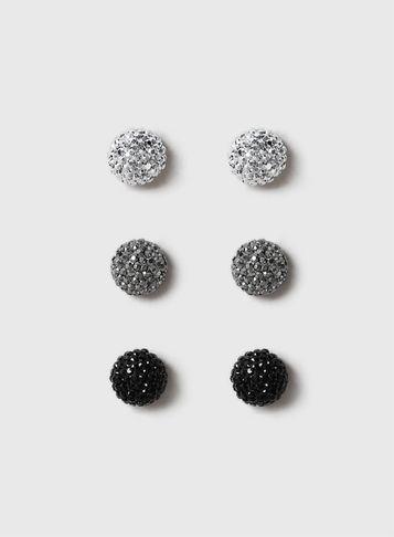 Dorothy Perkins Black And Silver Shamballa Earrings Pack
