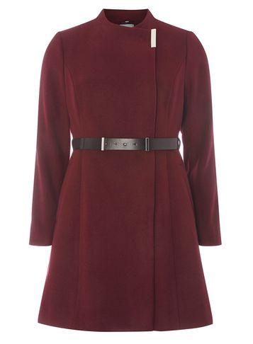 Dorothy Perkins Petite Berry Fit And Flare Coat