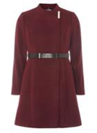 Dorothy Perkins Petite Berry Fit And Flare Coat