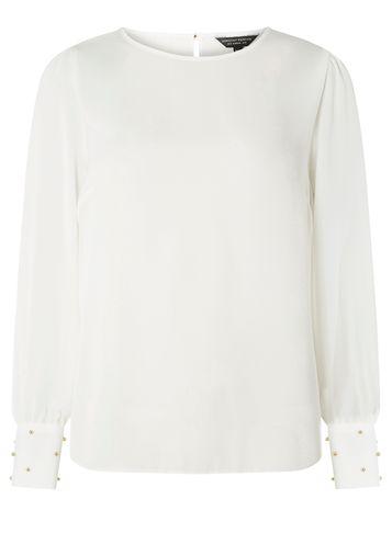 Dorothy Perkins Ivory Gold Stud Cuff Blouse