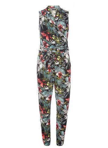 Dorothy Perkins Khaki And Pink Tropical Print Jumpsuit