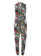 Dorothy Perkins Khaki And Pink Tropical Print Jumpsuit