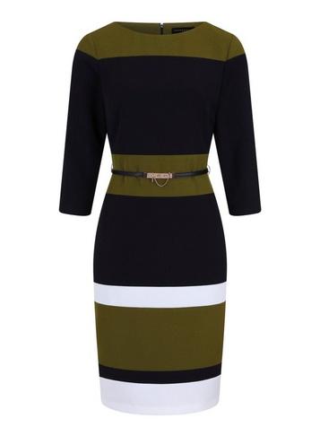 *paper Dolls Khaki And Black Stripe Print Bodycon Dress