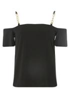 Dorothy Perkins Black Chain Trim Cold Shoulder Top
