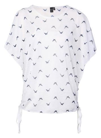 Dorothy Perkins *izabel London White Swallow Print Ruched T-shirt