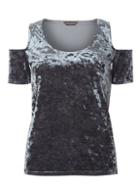 Dorothy Perkins Grey Velour Cold Shoulder Top