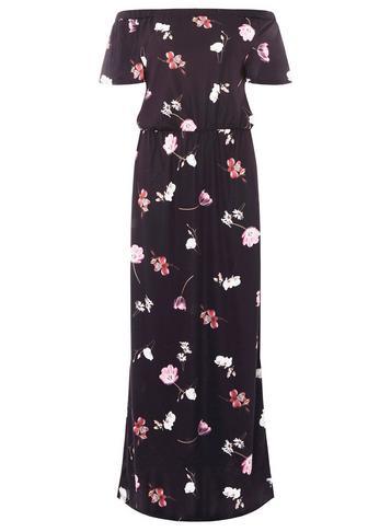 Dorothy Perkins Navy Floral Print Bardot Maxi Dress