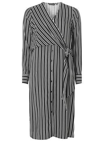 Dorothy Perkins Black Stripe Tie Front Shirt Dress