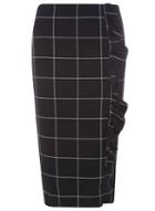 Dorothy Perkins Black And White Check Frill Pencil Skirt