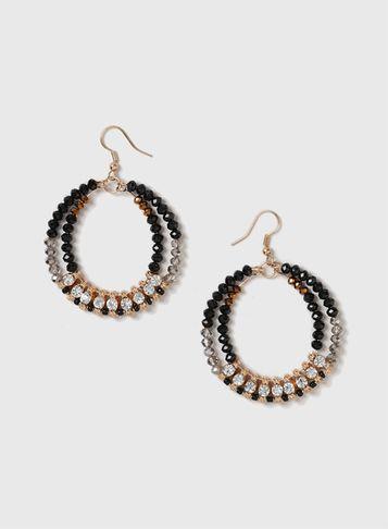 Dorothy Perkins Black Bead Hoop Earrings