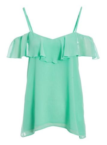 *quiz Mint Cold Shoulder Frill Top