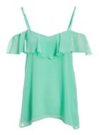 *quiz Mint Cold Shoulder Frill Top
