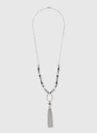 Dorothy Perkins Silver Look Dark Bead Mix Lariat Necklace