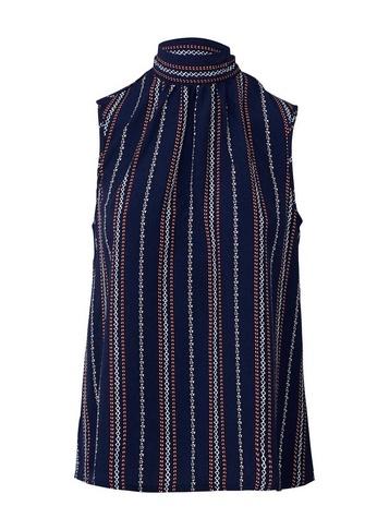 *izabel London Navy Stripe Print Tie Neck Vest