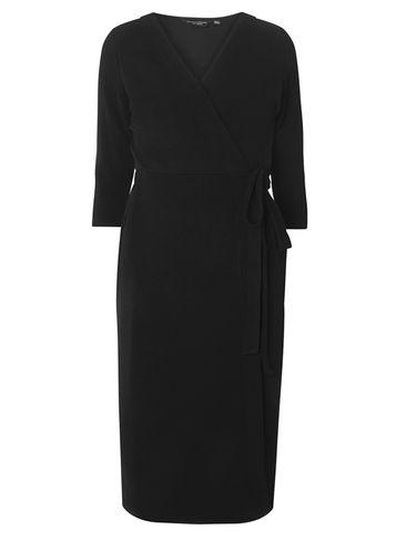 Dorothy Perkins Black Long Sleeve Crepe Wrap Dress