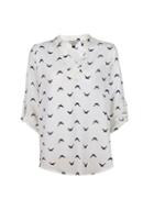 *billie & Blossom White Bird Print V-neck Blouse