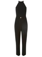 Dorothy Perkins Black Halter Hardware Jumpsuit