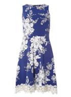 Dorothy Perkins Blue Floral Print Lace Trim Dress