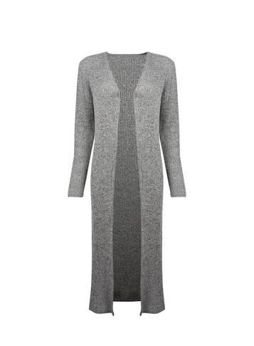 Dorothy Perkins Grey Ribbed Longline Cardigan