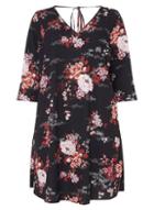 Dorothy Perkins Dp Curve Multi Colour Floral V-neck Swing Dress