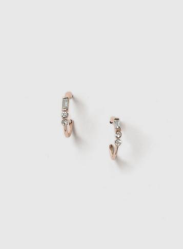 Dorothy Perkins Rose Gold Look Mini Rhinestone Hoop Earrings
