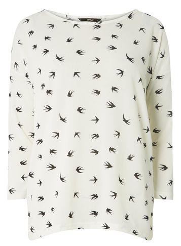Dorothy Perkins *only White Bird Long Sleeve Top