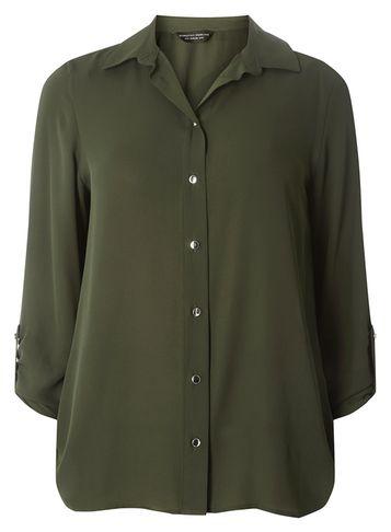 Dorothy Perkins Khaki Tab Roll Sleeve Shirt