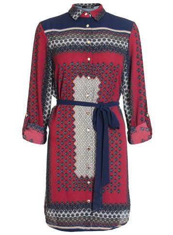 Dorothy Perkins *quiz Red Tile Print Shirt Dress
