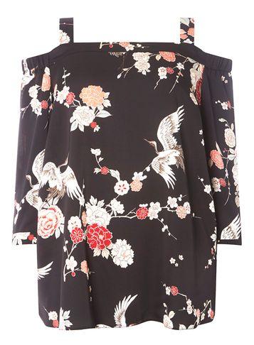 Dorothy Perkins Dp Curve Black Heron Tie Sleeve Top