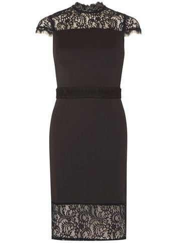 Dorothy Perkins Black Scuba Lace Pencil Dress