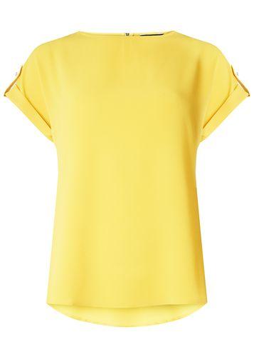 Dorothy Perkins Ochre Button Sleeve Zip T-shirt