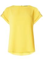 Dorothy Perkins Ochre Button Sleeve Zip T-shirt