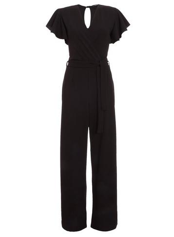 *quiz Black Wrap Front Palazzo Jumpsuit