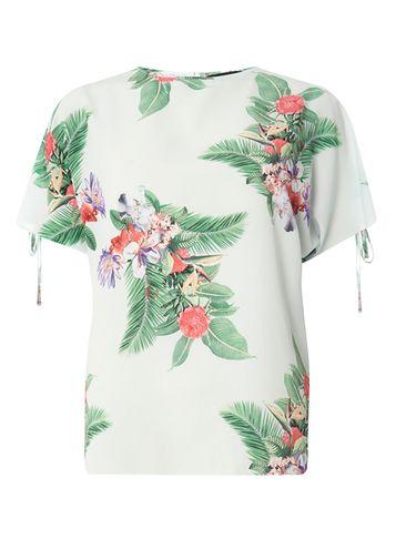Dorothy Perkins Tropical Print Tie Cold Shoulder Top