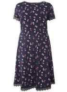 Dorothy Perkins Dp Curve Floral Lace Trim Fit And Flare Dress