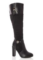 *quiz Black Double Buckle Knee High Boots