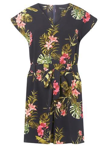 Dorothy Perkins Navy Tropical Print Playsuit