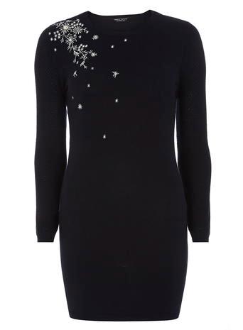 Dorothy Perkins Navy Pearl Embroidered Tunic