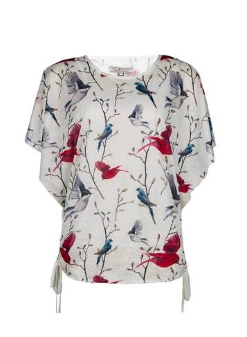 *billie & Blossom White Bird Print Textured T-shirt