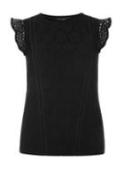 Dorothy Perkins Black Lace Ruffle Sleeve Top