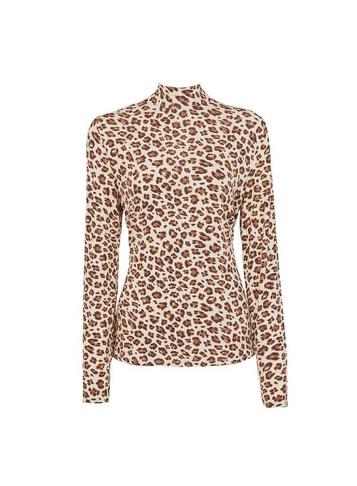 *vila Multi Colour Leopard Print Mesh Top