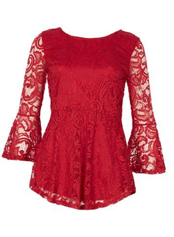 Dorothy Perkins *izabel London Burgundy Lace Dip Hem Top