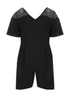 Dorothy Perkins Black Lace Sleeve Playsuit