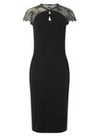 Dorothy Perkins Black Eyelash Lace Keyhole Pencil Dress