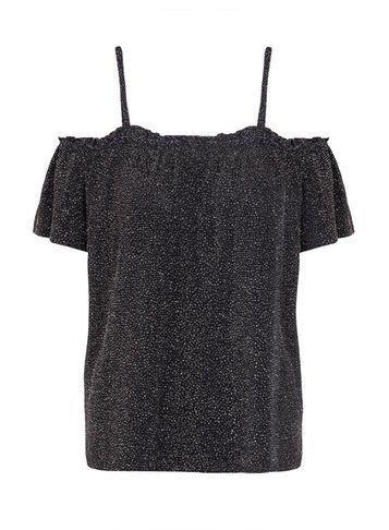 Dorothy Perkins *quiz Black Glitter Bardot Strap Top