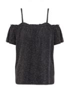Dorothy Perkins *quiz Black Glitter Bardot Strap Top