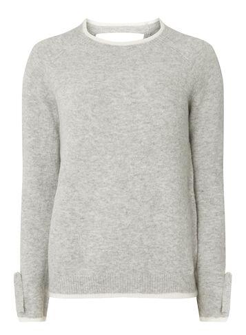 Dorothy Perkins Grey Marl Tipped Tie Jumper