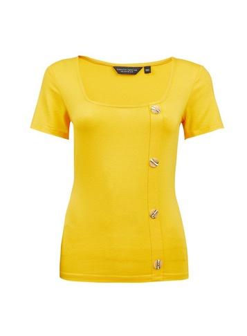 Dorothy Perkins Yellow Asymmetric Button Top