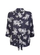 Dorothy Perkins Navy Floral Print Crinkle Shirt