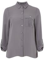 Dorothy Perkins Charcoal Pocket Roll Sleeve Shirt